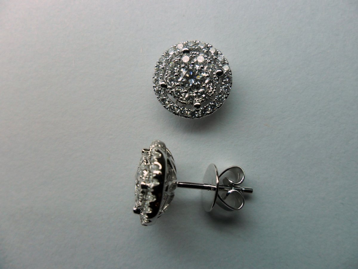 Dubbel Cirkel Halo Oorstekers Witgoud